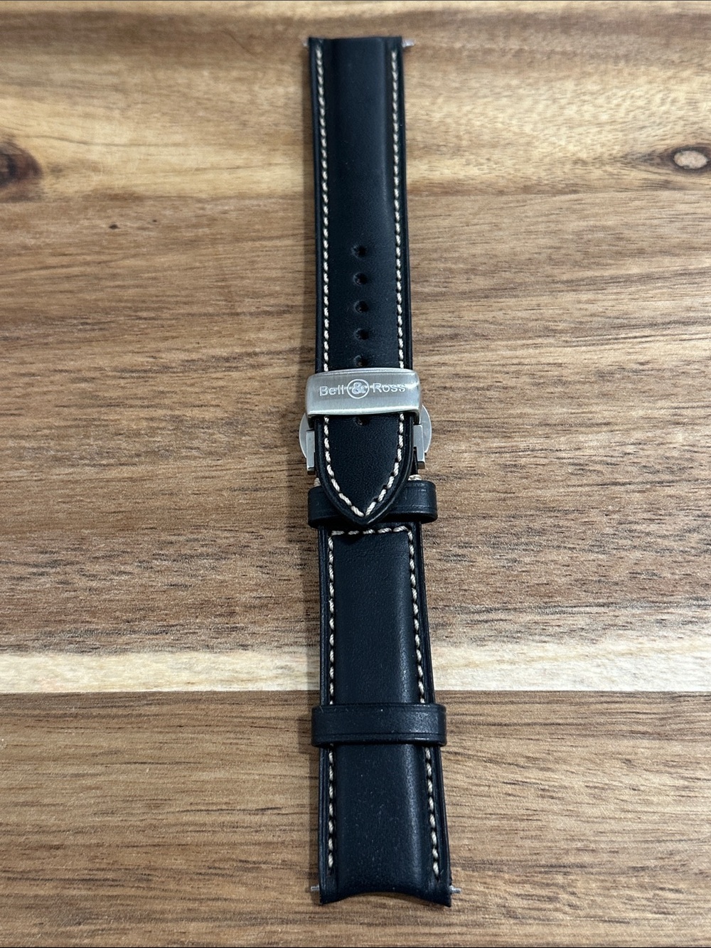 Bell & Ross Black Leather Watch Strap with deployment clasp OEM